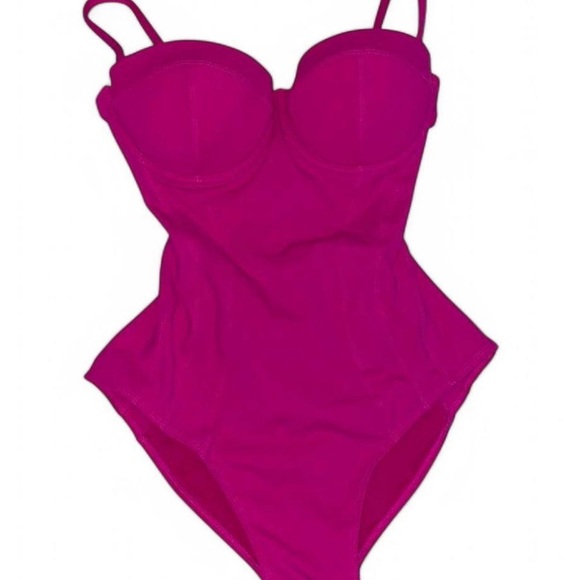 Vibrant Pink One-Piece Swimsuit with High-Cut Legs - Picture 3 of 5